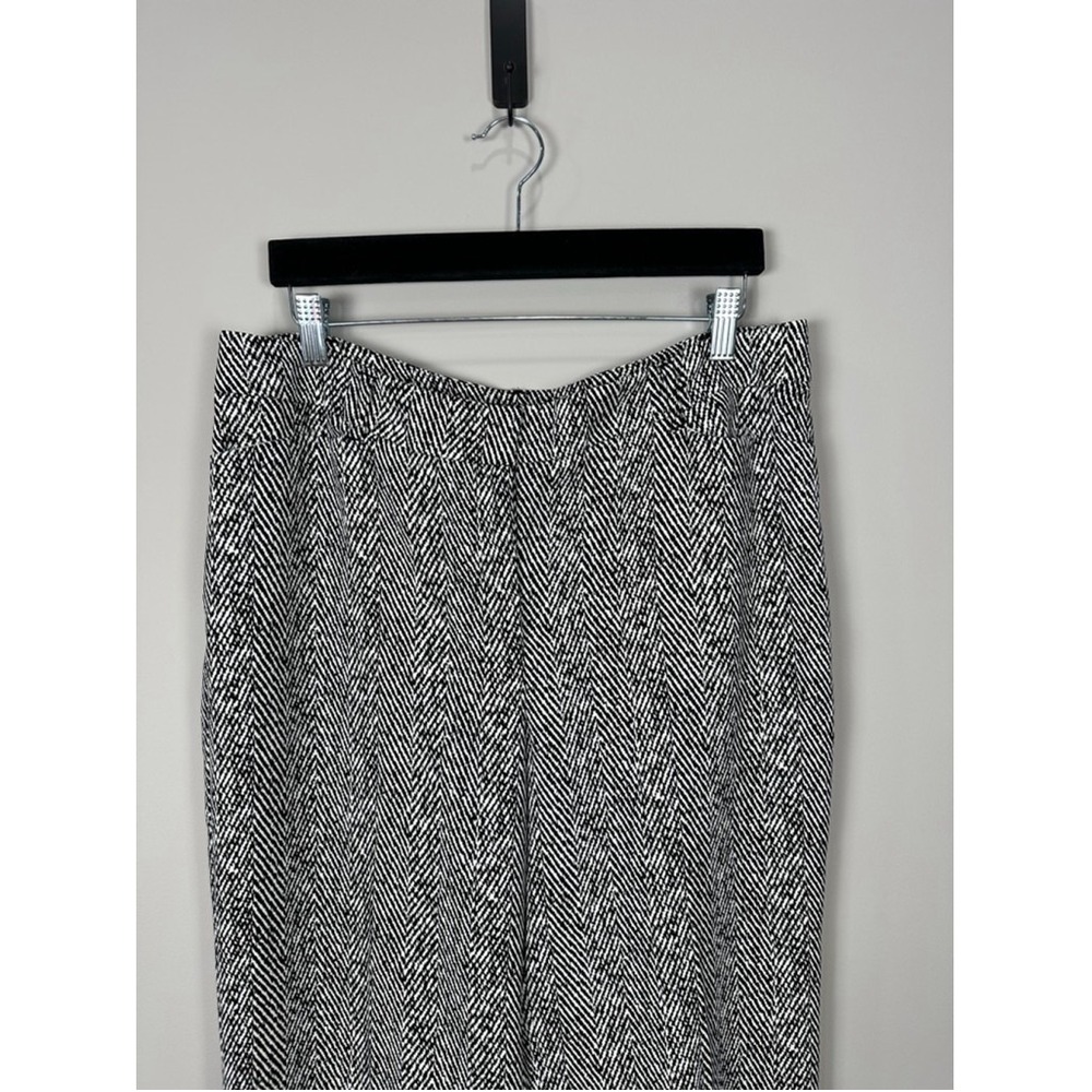 White House Black Market Wide Leg Herringbone Trousers Pants Women 12R - Picture 2 of 12